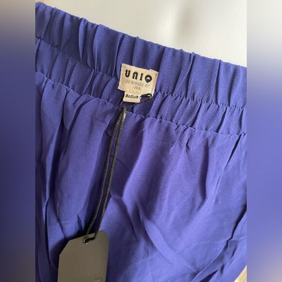 UNIQ New Women's Blue Sheer Pants with Built in Shorts Extra Wide Leg Elastic - Picture 3 of 6